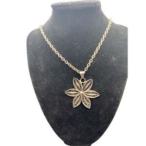 Vintage Aluminum filigree star necklace from Czech Republic